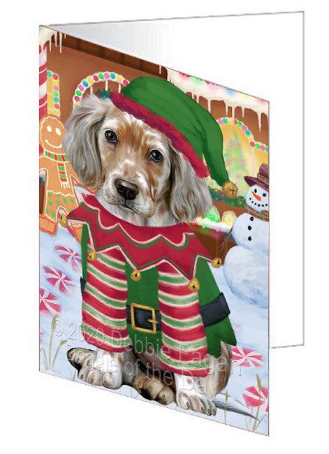 Christmas Gingerbread Elf English Setter Dog Handmade Artwork Assorted Pets Greeting Cards and Note Cards with Envelopes for All Occasions and Holiday Seasons