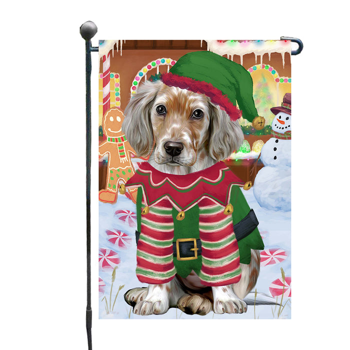 Christmas Gingerbread Elf English Setter Dog Garden Flags Outdoor Decor for Homes and Gardens Double Sided Garden Yard Spring Decorative Vertical Home Flags Garden Porch Lawn Flag for Decorations