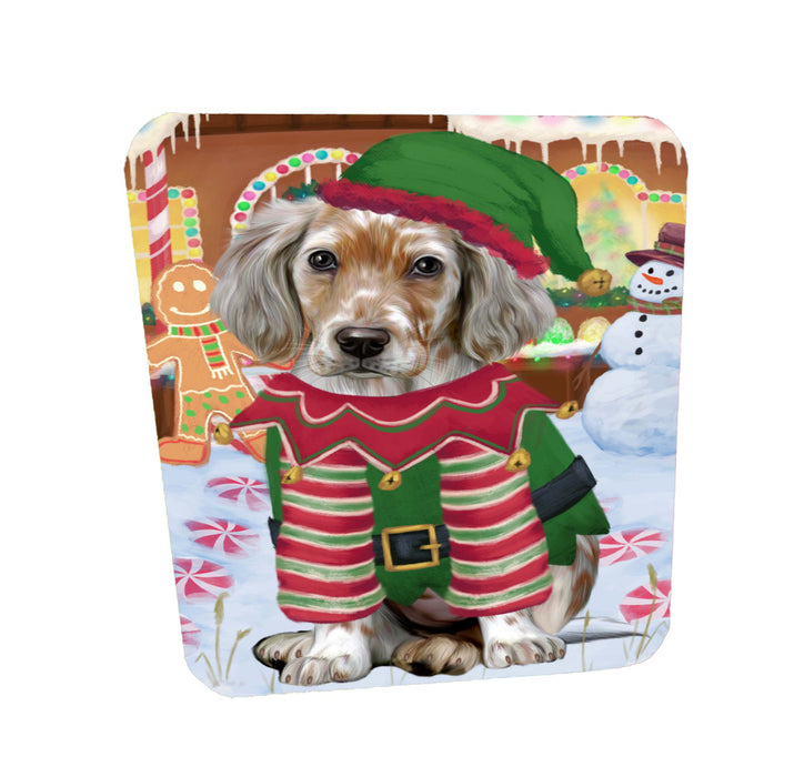 Christmas Gingerbread Elf English Setter Dog Coasters Set of 4 CSTA58347