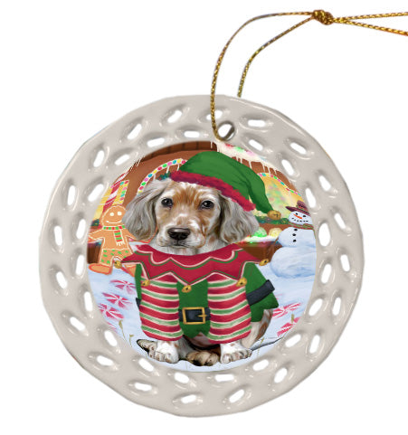 Christmas Gingerbread Elf English Setter Dog Doily Ornament DPOR58759