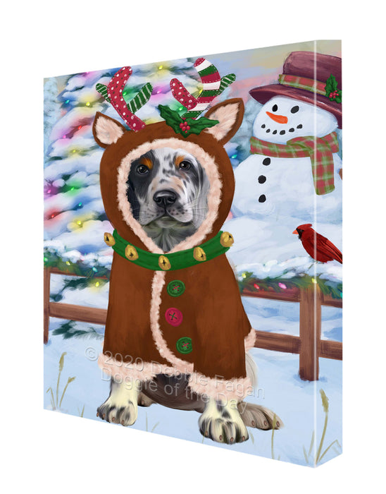 Christmas Gingerbread Reindeer English Setter Dog Canvas Wall Art - Premium Quality Ready to Hang Room Decor Wall Art Canvas - Unique Animal Printed Digital Painting for Decoration