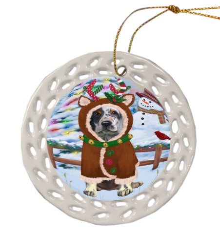 Christmas Gingerbread Reindeer English Setter Dog Doily Ornament DPOR58767