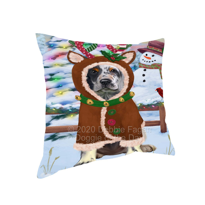 Christmas Gingerbread Reindeer English Setter Dog Pillow with Top Quality High-Resolution Images - Ultra Soft Pet Pillows for Sleeping - Reversible & Comfort - Ideal Gift for Dog Lover - Cushion for Sofa Couch Bed - 100% Polyester