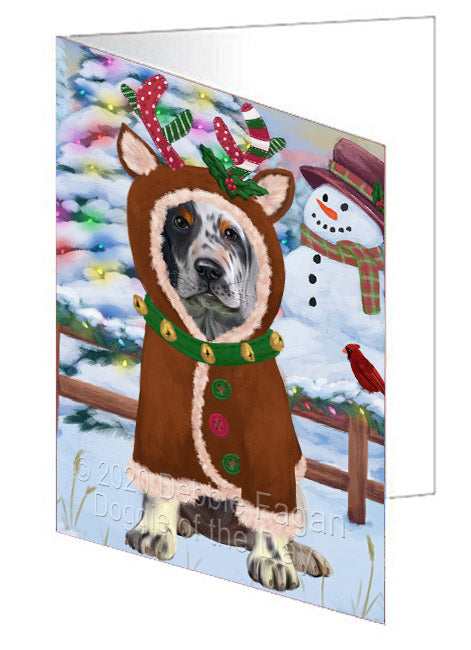 Christmas Gingerbread Reindeer English Setter Dog Handmade Artwork Assorted Pets Greeting Cards and Note Cards with Envelopes for All Occasions and Holiday Seasons