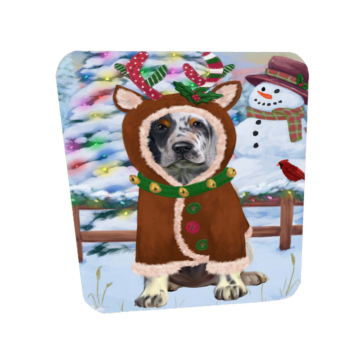 Christmas Gingerbread Reindeer English Setter Dog Coasters Set of 4 CSTA58355