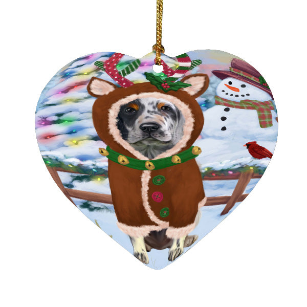 Christmas Gingerbread Reindeer English Setter Dog Heart Christmas Ornament HPORA59116