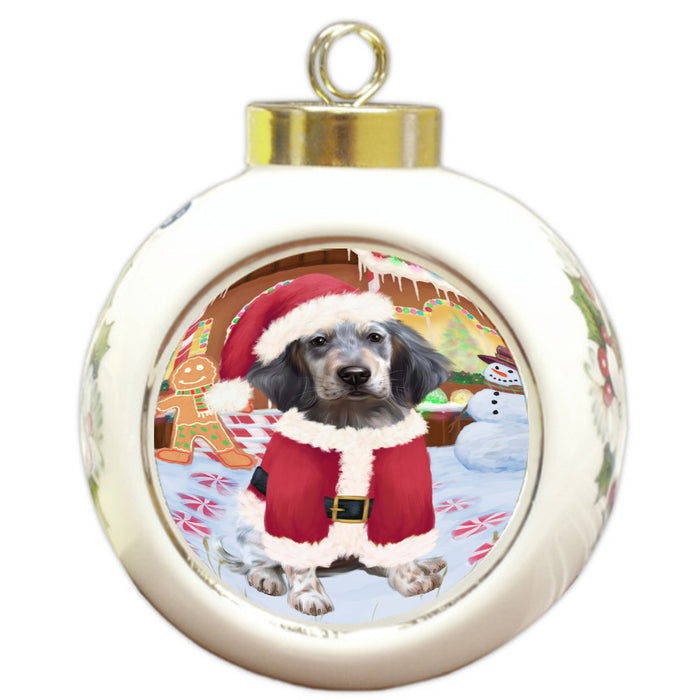 Christmas Gingerbread Candyfest English Setter Dog Round Ball Christmas Ornament Pet Decorative Hanging Ornaments for Christmas X-mas Tree Decorations - 3" Round Ceramic Ornament