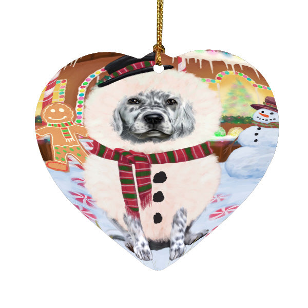 Christmas Gingerbread Snowman English Setter Dog Heart Christmas Ornament HPORA59100