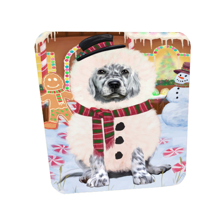 Christmas Gingerbread Snowman English Setter Dog Coasters Set of 4 CSTA58339