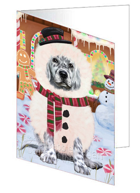 Christmas Gingerbread Snowman English Setter Dog Handmade Artwork Assorted Pets Greeting Cards and Note Cards with Envelopes for All Occasions and Holiday Seasons