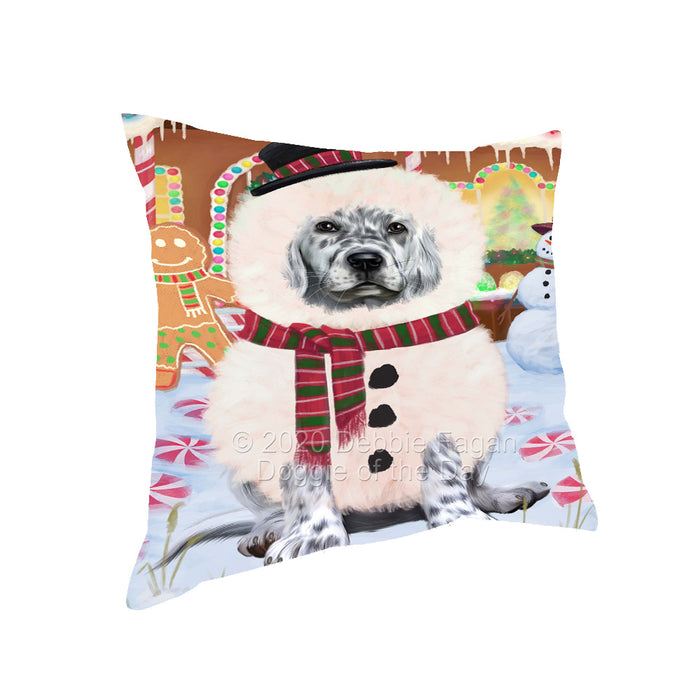 Christmas Gingerbread Snowman English Setter Dog Pillow with Top Quality High-Resolution Images - Ultra Soft Pet Pillows for Sleeping - Reversible & Comfort - Ideal Gift for Dog Lover - Cushion for Sofa Couch Bed - 100% Polyester
