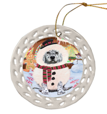Christmas Gingerbread Snowman English Setter Dog Doily Ornament DPOR58751