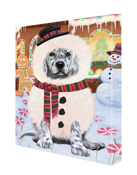 Christmas Gingerbread Snowman English Setter Dog Canvas Wall Art - Premium Quality Ready to Hang Room Decor Wall Art Canvas - Unique Animal Printed Digital Painting for Decoration