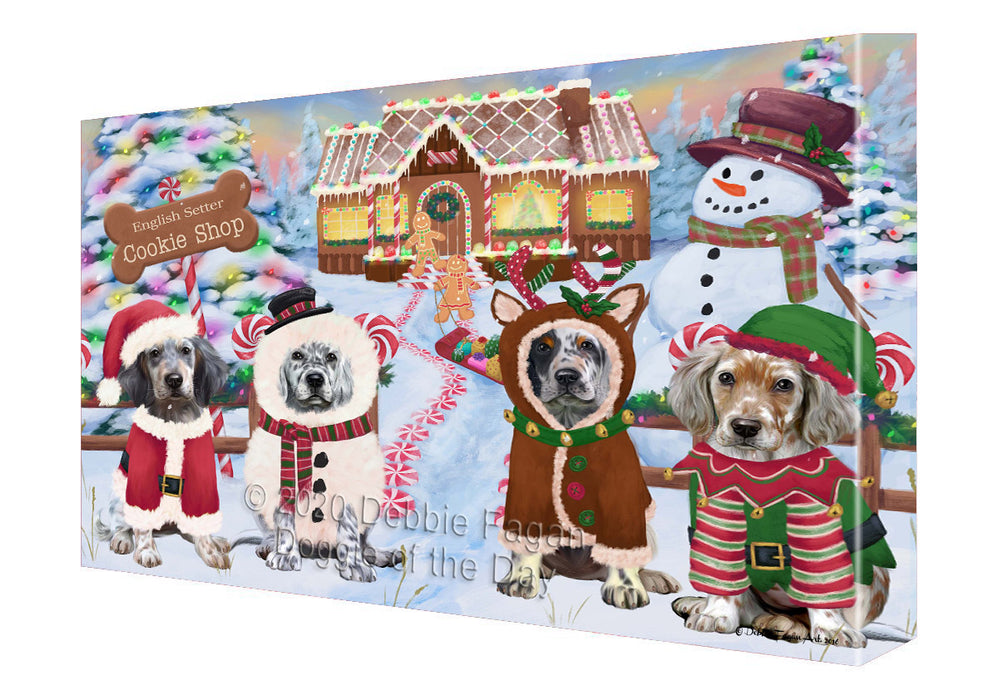 Christmas Gingerbread Cookie Shop English Setter Dogs Canvas Wall Art - Premium Quality Ready to Hang Room Decor Wall Art Canvas - Unique Animal Printed Digital Painting for Decoration