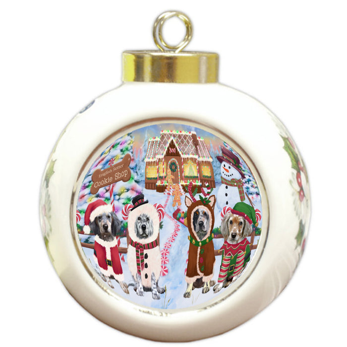 Christmas Gingerbread Cookie Shop English Setter Dogs Round Ball Christmas Ornament Pet Decorative Hanging Ornaments for Christmas X-mas Tree Decorations - 3" Round Ceramic Ornament