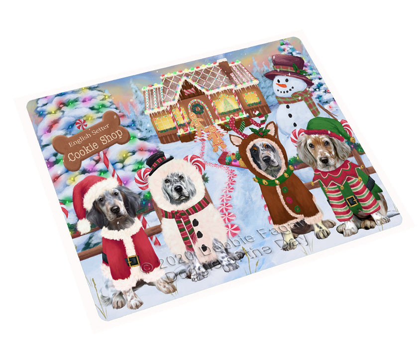 Christmas Gingerbread Cookie Shop English Setter Dogs Cutting Board - For Kitchen - Scratch & Stain Resistant - Designed To Stay In Place - Easy To Clean By Hand - Perfect for Chopping Meats, Vegetables