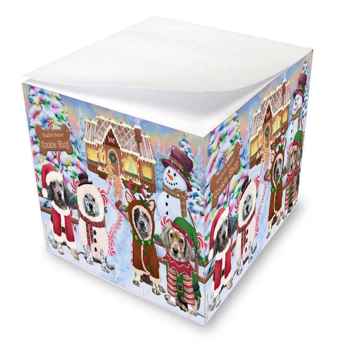 Christmas Gingerbread Cookie Shop English Setter Dogs Note Cube NOC-DOTD-A57225