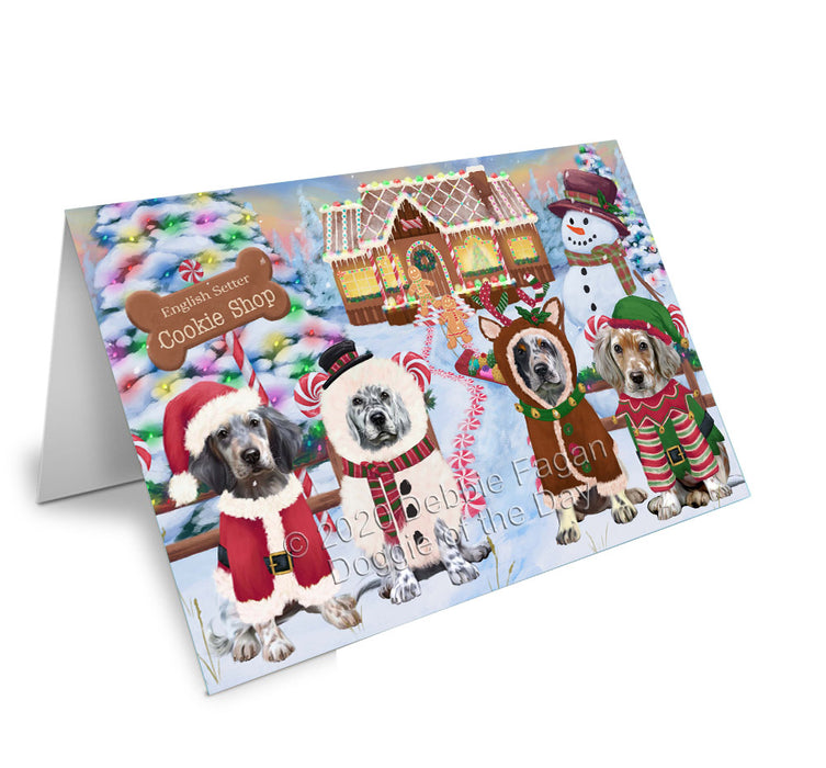 Christmas Gingerbread Cookie Shop English Setter Dogs Handmade Artwork Assorted Pets Greeting Cards and Note Cards with Envelopes for All Occasions and Holiday Seasons
