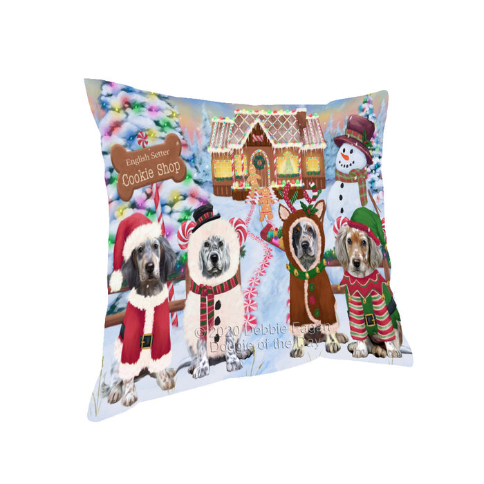 Christmas Gingerbread Cookie Shop English Setter Dogs Pillow with Top Quality High-Resolution Images - Ultra Soft Pet Pillows for Sleeping - Reversible & Comfort - Ideal Gift for Dog Lover - Cushion for Sofa Couch Bed - 100% Polyester
