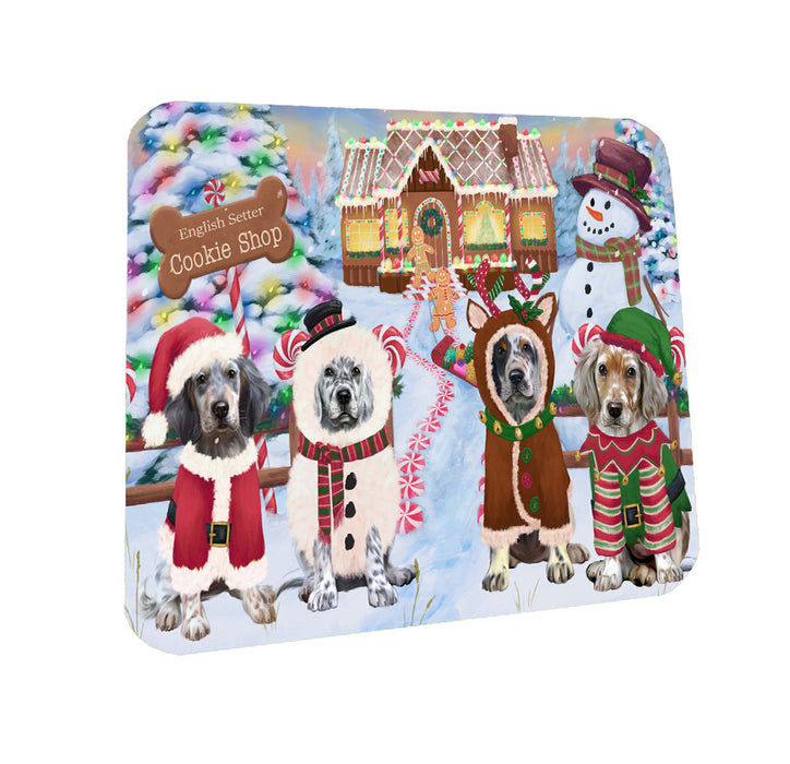 Christmas Gingerbread Cookie Shop English Setter Dogs Coasters Set of 4 CSTA58184