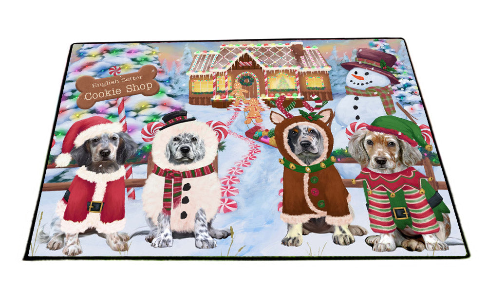 Holiday Gingerbread Cookie Shop English Setter Dogs Floormat FLMS55573