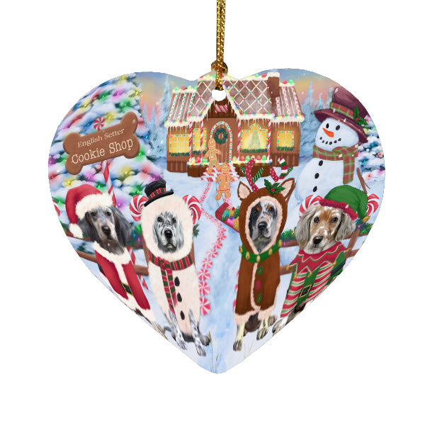 Christmas Gingerbread Cookie Shop English Setter Dogs Heart Christmas Ornament HPORA58945