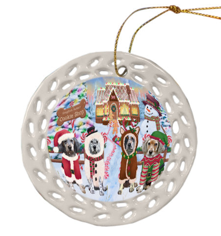Christmas Gingerbread Cookie Shop English Setter Dogs Doily Ornament DPOR58596