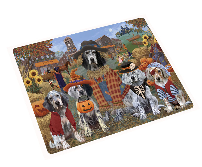 Halloween 'Round Town English Setter Dogs Cutting Board - For Kitchen - Scratch & Stain Resistant - Designed To Stay In Place - Easy To Clean By Hand - Perfect for Chopping Meats, Vegetables