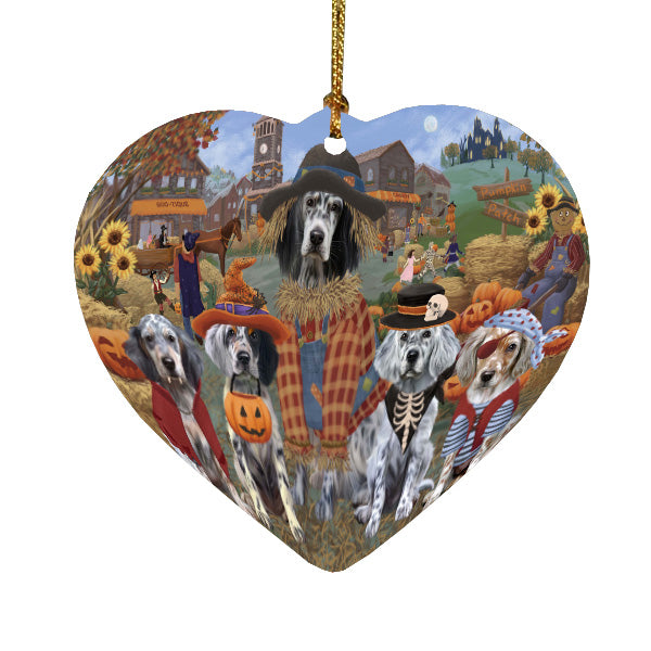 Halloween 'Round Town English Setter Dogs Heart Christmas Ornament HPORA58961