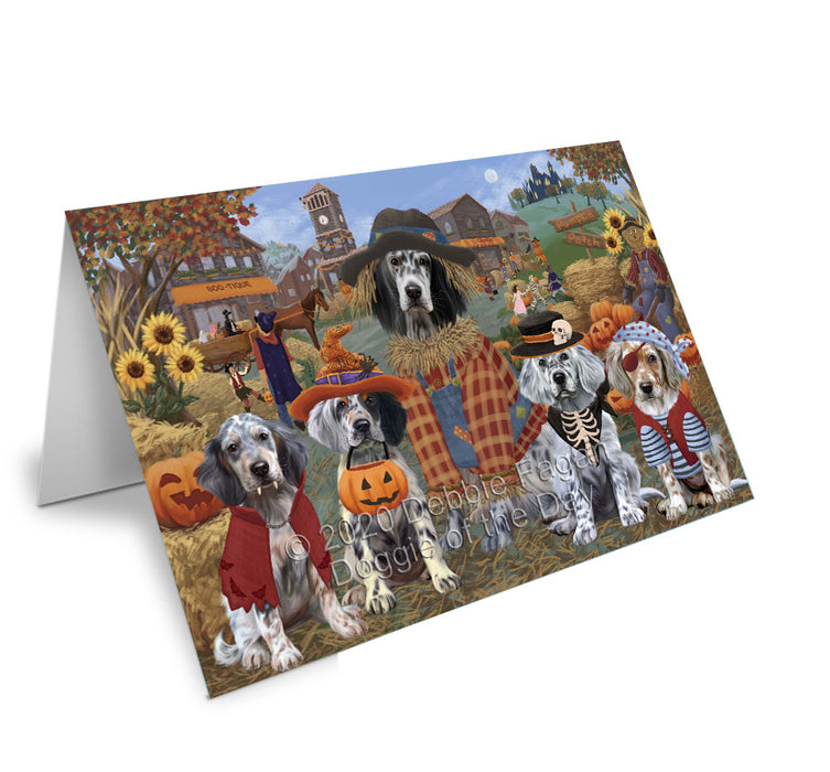 Halloween 'Round Town English Setter Dogs Handmade Artwork Assorted Pets Greeting Cards and Note Cards with Envelopes for All Occasions and Holiday Seasons