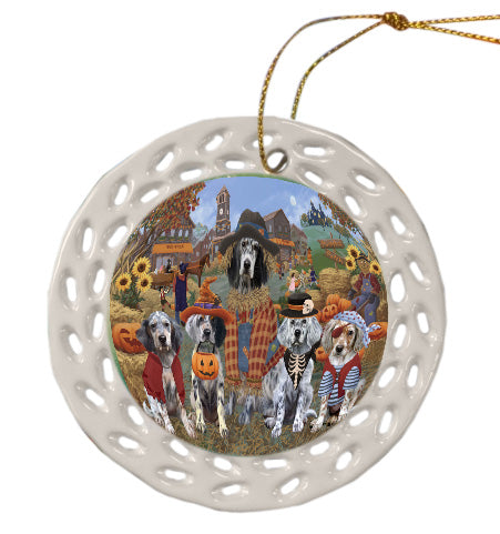 Halloween 'Round Town English Setter Dogs Doily Ornament DPOR58612