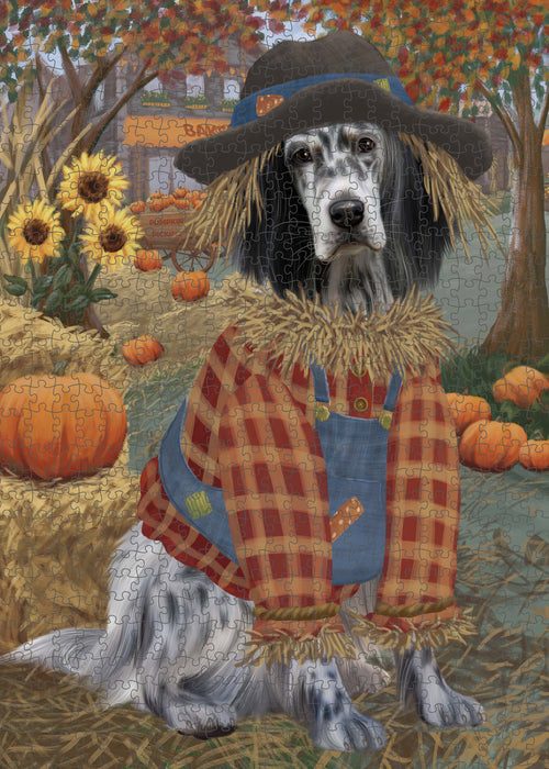 Halloween 'Round Town English Setter Dog Portrait Jigsaw Puzzle for Adults Animal Interlocking Puzzle Game Unique Gift for Dog Lover's with Metal Tin Box PZL485