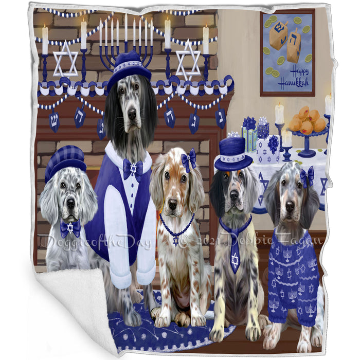 Happy Hanukkah English Setter Dogs Blanket BLNKT143998