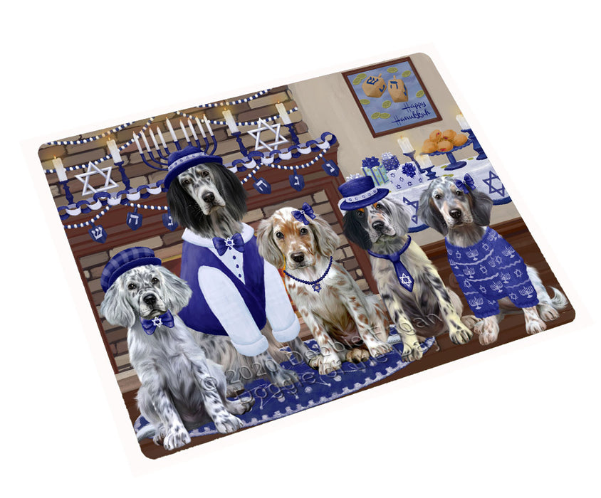 Happy Hanukkah Family English Setter Dogs Cutting Board - For Kitchen - Scratch & Stain Resistant - Designed To Stay In Place - Easy To Clean By Hand - Perfect for Chopping Meats, Vegetables
