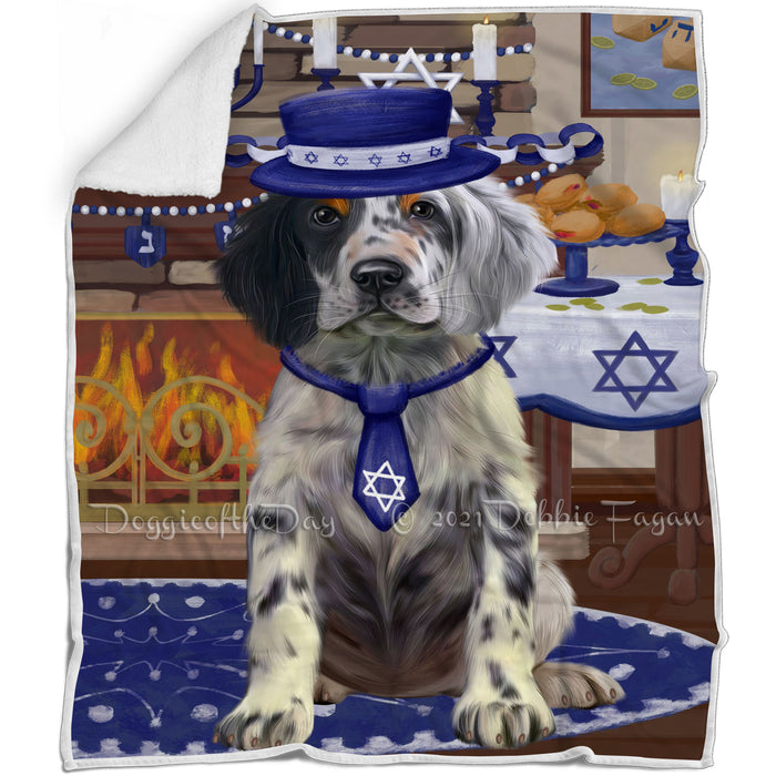 Happy Hanukkah English Setter Dog Blanket BLNKT143999