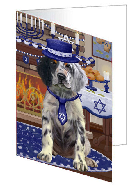 Happy Hanukkah English Setter Dog Handmade Artwork Assorted Pets Greeting Cards and Note Cards with Envelopes for All Occasions and Holiday Seasons