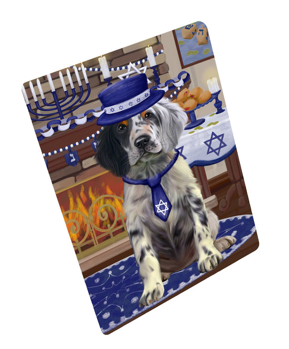 Happy Hanukkah Family English Setter Dog Cutting Board - For Kitchen - Scratch & Stain Resistant - Designed To Stay In Place - Easy To Clean By Hand - Perfect for Chopping Meats, Vegetables