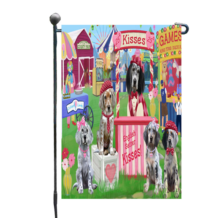 Carnival Kissing Booth English Setter Dogs Garden Flags Outdoor Decor for Homes and Gardens Double Sided Garden Yard Spring Decorative Vertical Home Flags Garden Porch Lawn Flag for Decorations