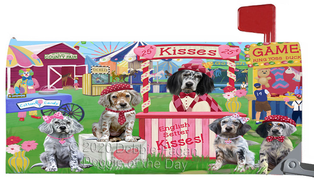 Carnival Kissing Booth English Setter Dogs Magnetic Mailbox Cover Both Sides Pet Theme Printed Decorative Letter Box Wrap Case Postbox Thick Magnetic Vinyl Material