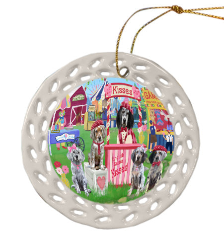 Carnival Kissing Booth English Setter Dogs Doily Ornament DPOR58604
