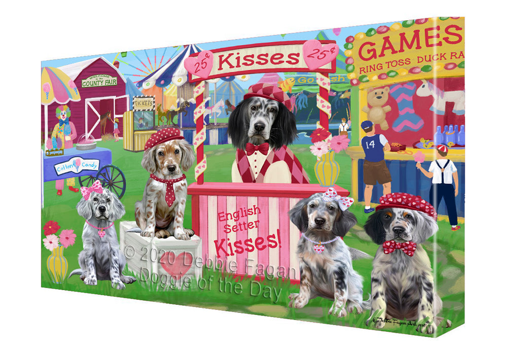 Carnival Kissing Booth English Setter Dogs Canvas Wall Art - Premium Quality Ready to Hang Room Decor Wall Art Canvas - Unique Animal Printed Digital Painting for Decoration