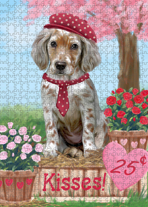 Rosie 25 Cent Kisses English Setter Dog Portrait Jigsaw Puzzle for Adults Animal Interlocking Puzzle Game Unique Gift for Dog Lover's with Metal Tin Box PZL583