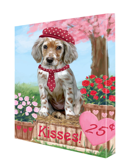 Rosie 25 Cent Kisses English Setter Dog Canvas Wall Art - Premium Quality Ready to Hang Room Decor Wall Art Canvas - Unique Animal Printed Digital Painting for Decoration CVS288