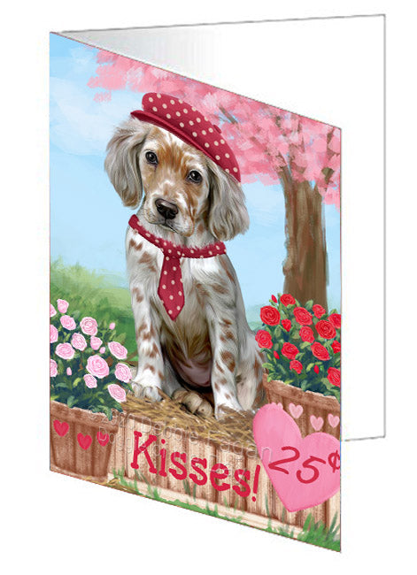 Rosie 25 Cent Kisses English Setter Dog Handmade Artwork Assorted Pets Greeting Cards and Note Cards with Envelopes for All Occasions and Holiday Seasons