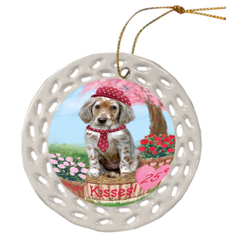 Rosie 25 Cent Kisses English Setter Dog Doily Ornament DPOR58678