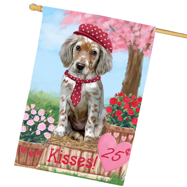 Rosie 25 Cent Kisses English Setter Dog House Flag Outdoor Decorative Double Sided Pet Portrait Weather Resistant Premium Quality Animal Printed Home Decorative Flags 100% Polyester FLG69108