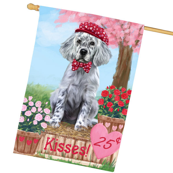 Rosie 25 Cent Kisses English Setter Dog House Flag Outdoor Decorative Double Sided Pet Portrait Weather Resistant Premium Quality Animal Printed Home Decorative Flags 100% Polyester FLG69109