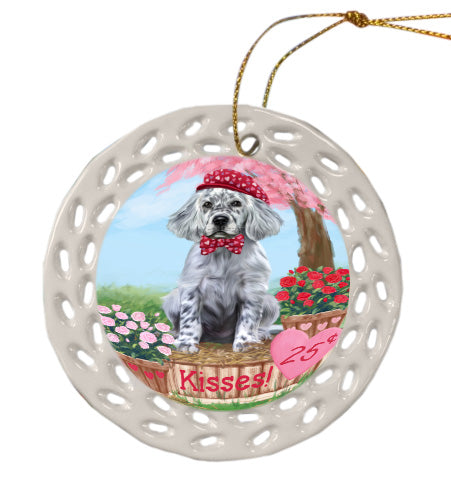 Rosie 25 Cent Kisses English Setter Dog Doily Ornament DPOR58679