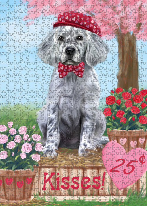Rosie 25 Cent Kisses English Setter Dog Portrait Jigsaw Puzzle for Adults Animal Interlocking Puzzle Game Unique Gift for Dog Lover's with Metal Tin Box PZL584
