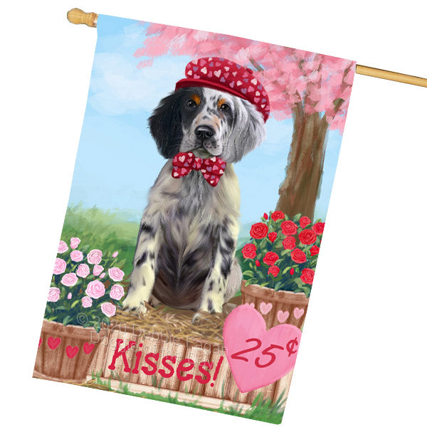 Rosie 25 Cent Kisses English Setter Dog House Flag Outdoor Decorative Double Sided Pet Portrait Weather Resistant Premium Quality Animal Printed Home Decorative Flags 100% Polyester FLG69110